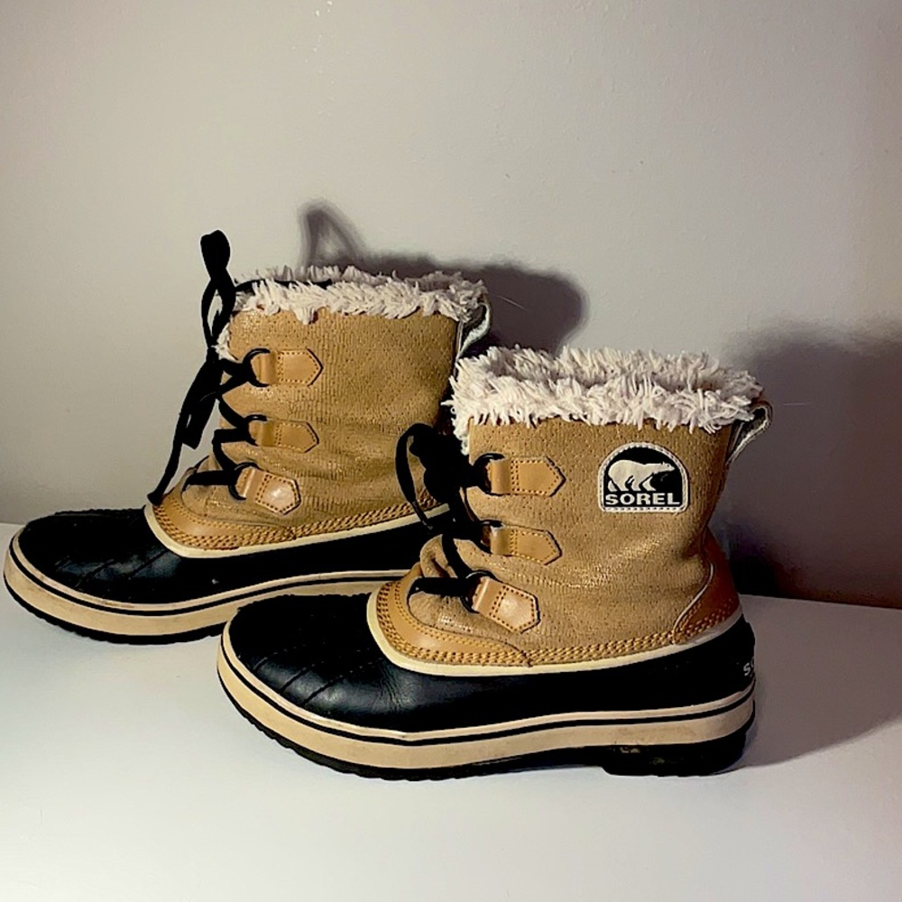 SOREL Tivoli Suede Buff Short LaceUp Snow Winter Boots Waterproof Insulated Sz 7 - Picture 2 of 9